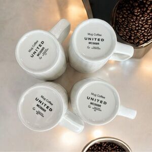United Airlines Basketweave Design Mugs Set Of 4 Coffee Collectible New
